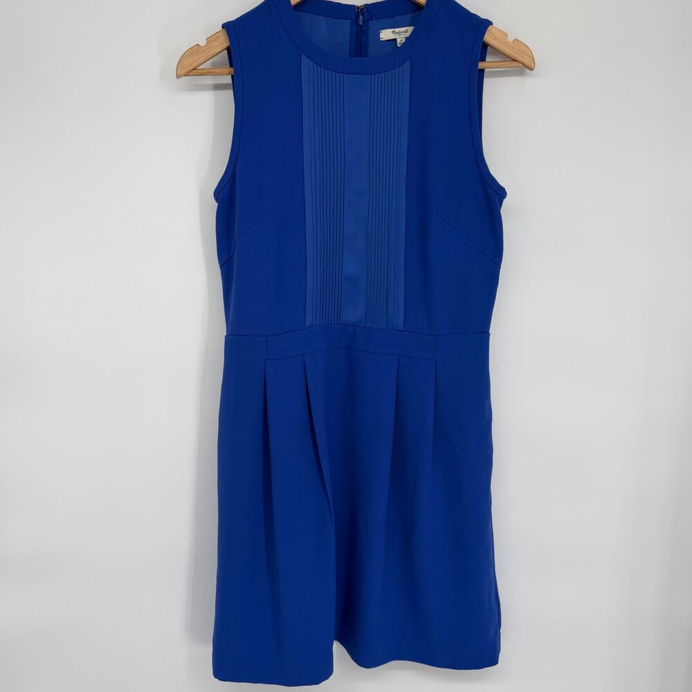 Madewell Dress Women’s 4 Pleated Front Cobalt Blue Shift Classic Feminine